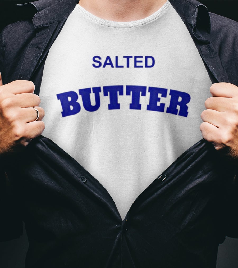 Salted Butter Bold Blue Arched Text T-Shirt