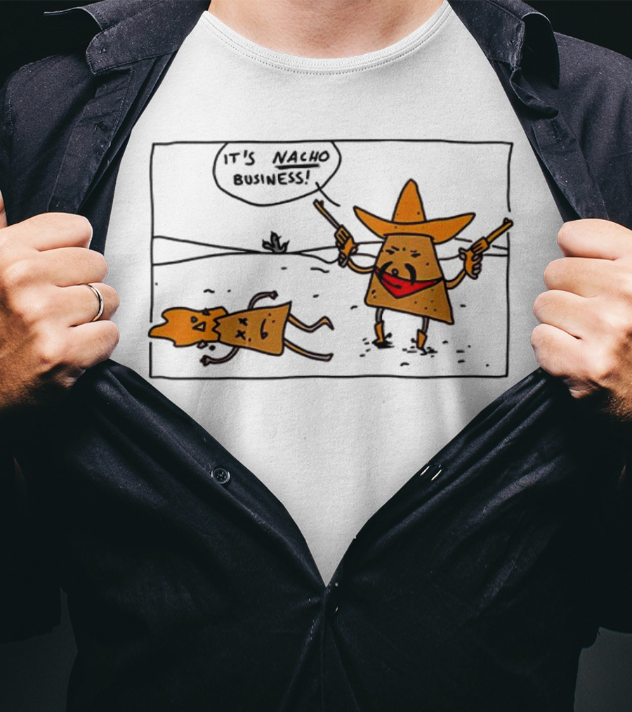 It’s Nacho Business Sombrero Pistols Cartoon Scene T-Shirt