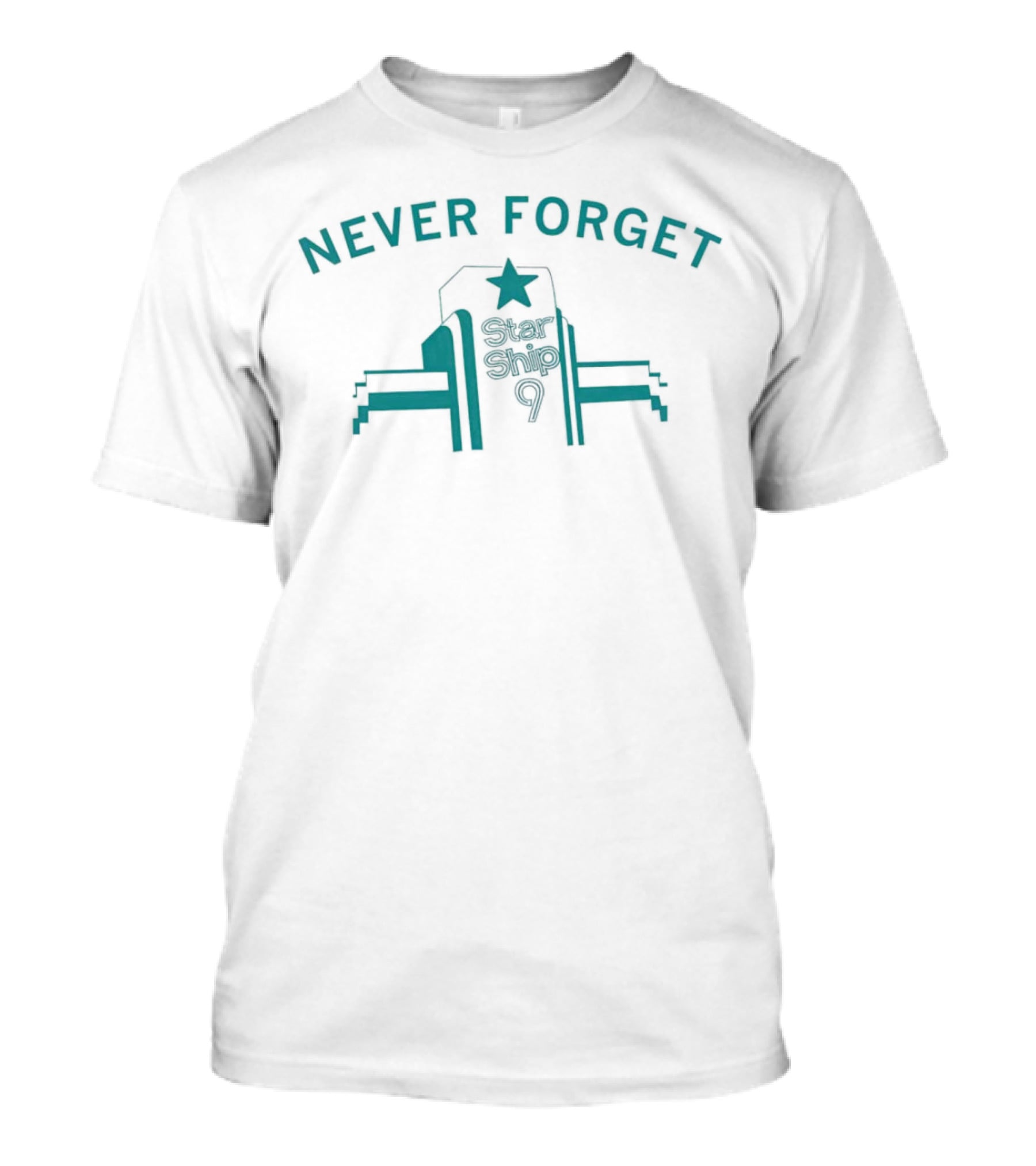 Never Forget Star Ship 9 Tribute Symbol With Star And Structure T-Shirt