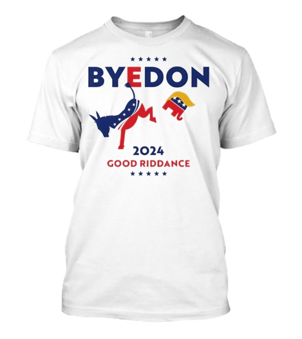BYEDON 2024 Good Riddance Political Humor With Donkey And Elephant T-Shirt