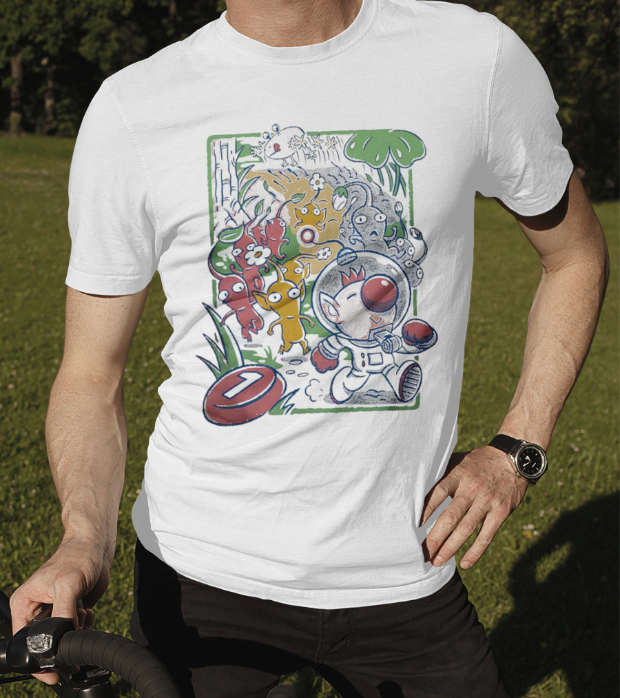 Captain Olimar And Colorful Pikmin Exploration Adventure T-Shirt