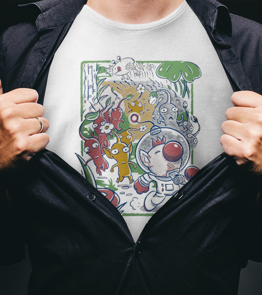 Captain Olimar And Colorful Pikmin Exploration Adventure T-Shirt