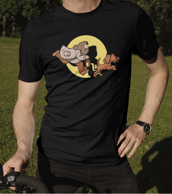 Hagrid And Fluffy Lantern Adventure Moonlit Tintin T-Shirt