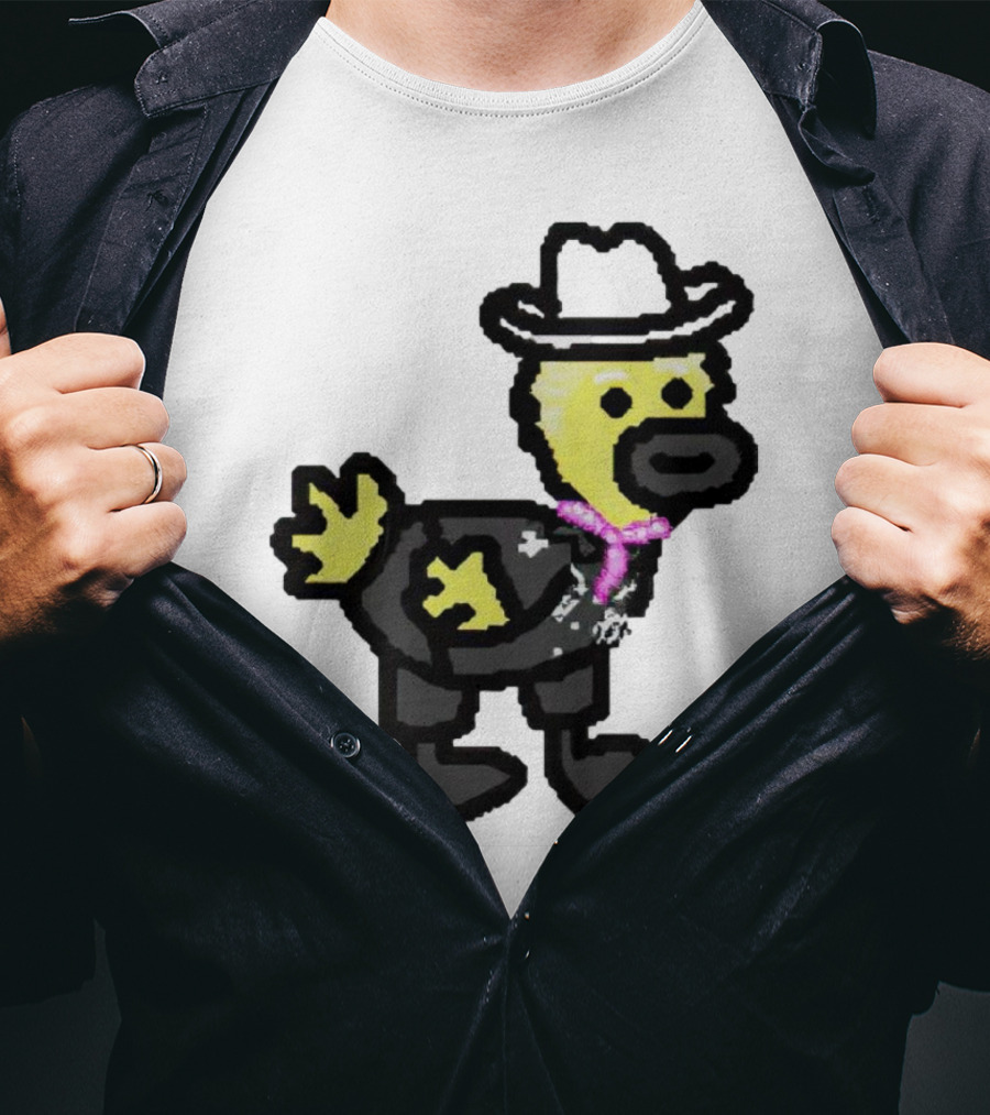 Ken Gosling Pixel Art Cowboy Duck With Hat And Scarf T-Shirt
