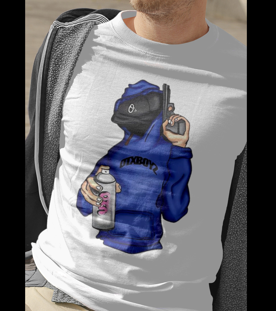 OTXBOYZ Hooded Figure With Spray And Gun T-Shirt