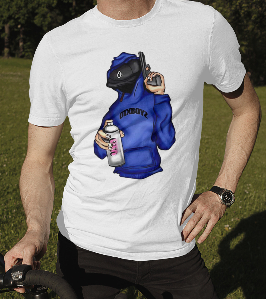 OTXBOYZ Hooded Figure With Spray And Gun T-Shirt