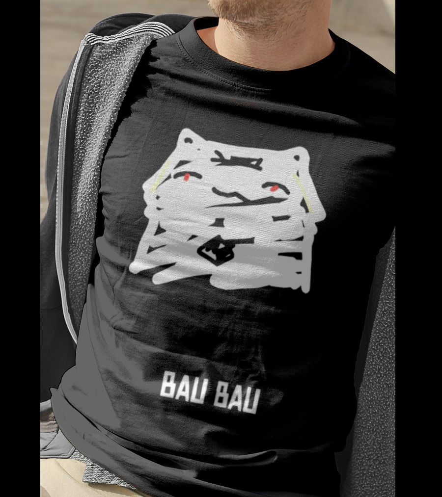 Bau Bau Cat Minimalist Face Sketch T-Shirt