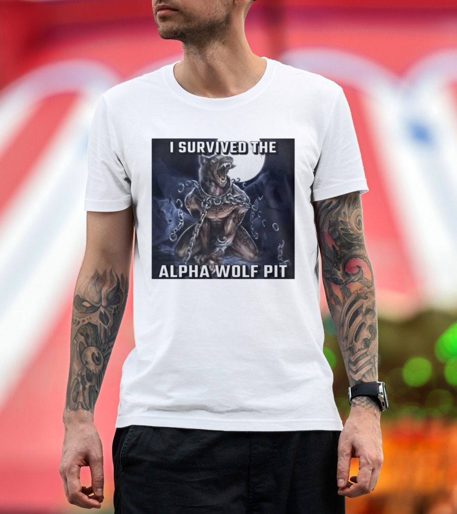 Survived The Alpha Wolf Pit Under Full Moon Chains T-Shirt