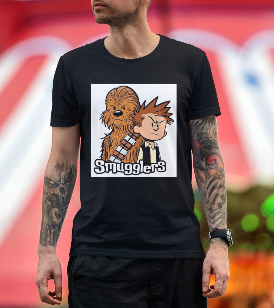 Chewbacca and Han Solo as Calvin and Hobbes Smugglers T-Shirt