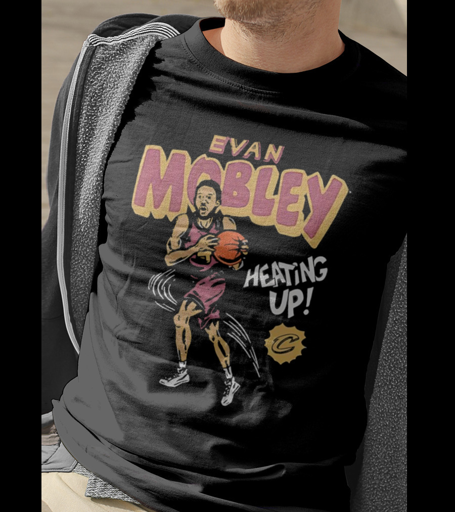 Evan Mobley Heating Up Cleveland Cavaliers Cartoon Basketball Player T-Shirt