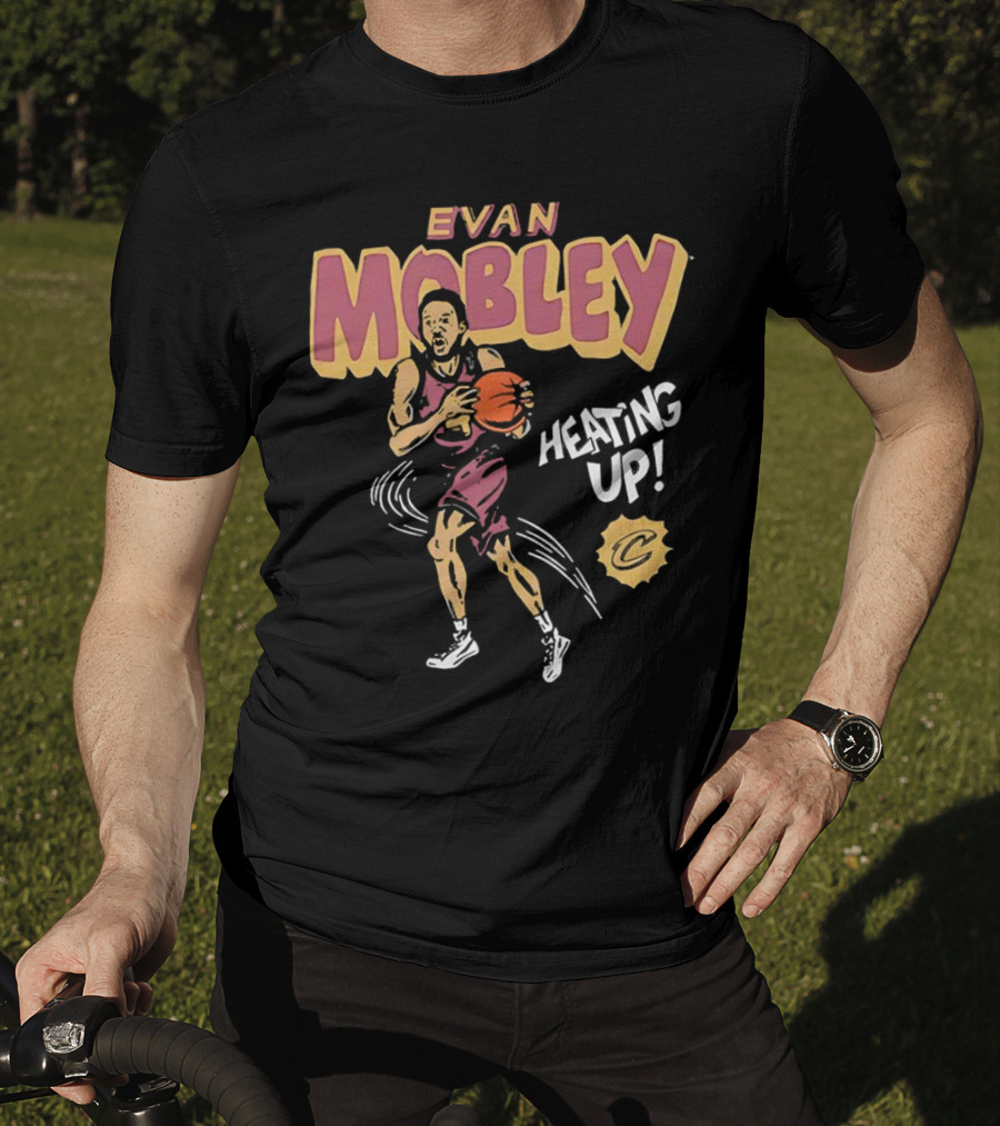 Evan Mobley Heating Up Cleveland Cavaliers Cartoon Basketball Player T-Shirt