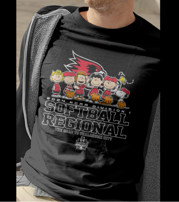 Peanuts Characters 2024 NCAA Division I Softball Regional SEMO Redhawks The Road To Oklahoma City T-Shirt