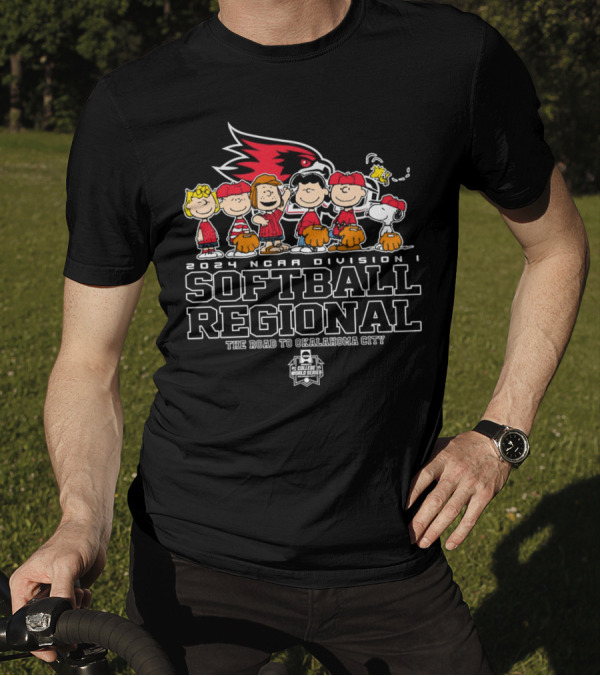 Peanuts Characters 2024 NCAA Division I Softball Regional SEMO Redhawks The Road To Oklahoma City T-Shirt