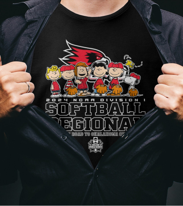 Peanuts Characters 2024 NCAA Division I Softball Regional SEMO Redhawks The Road To Oklahoma City T-Shirt