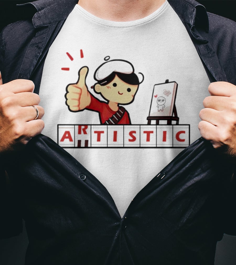 Arutistic Artistic Charm Thumbs Up Painter Kid With Sheep Canvas T-Shirt