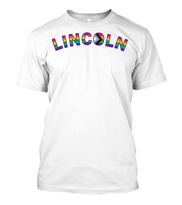 LINCOLN Pride Curved Logo Rainbow Colors T-Shirt