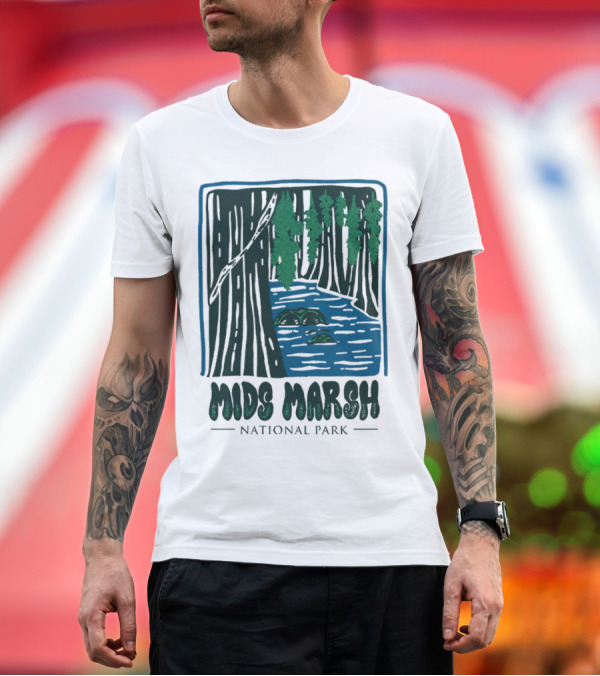 Premium T-Shirt: Mids Marsh National Park Forest River Scene T-Shirt Mids Marsh National Park Forest River Scene T-Shirt