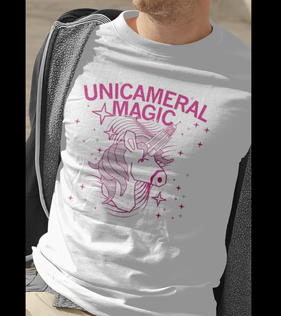 Unicameral Magic Neon Unicorn Capitol Stars T-Shirt
