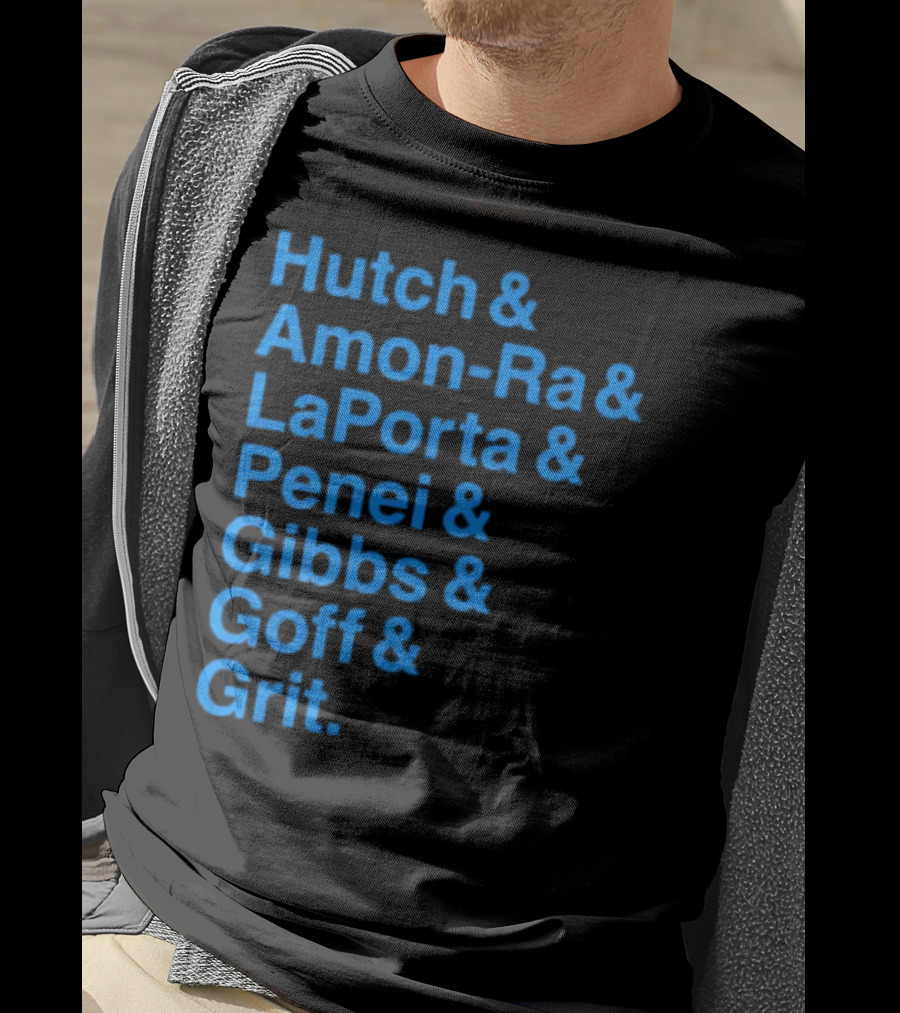 Hutch And Amon-ra And Laporta And Penei And Gibbs And Goff And Grit Detroit Lions NFL Players T-Shirt