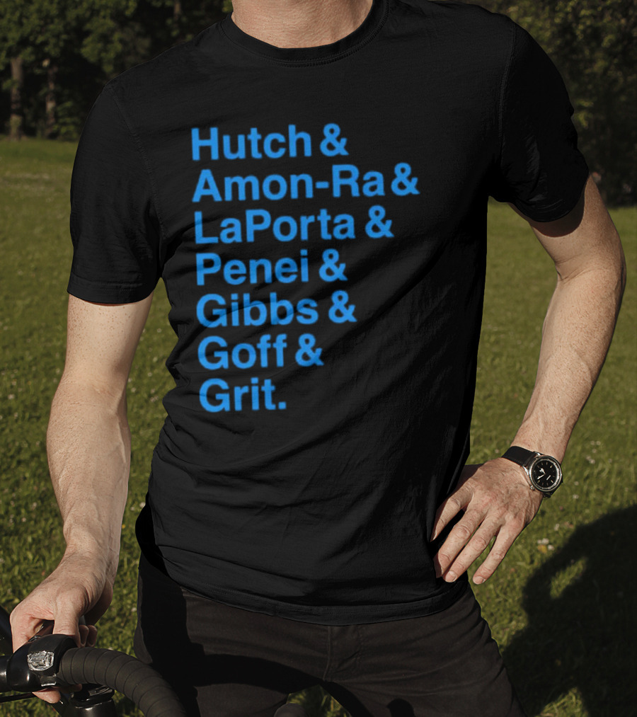 Hutch And Amon-ra And Laporta And Penei And Gibbs And Goff And Grit Detroit Lions NFL Players T-Shirt