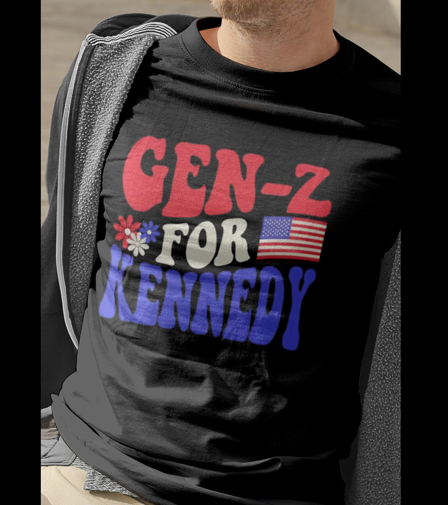 Gen-Z For Kennedy American Flag Retro Flowers T-Shirt
