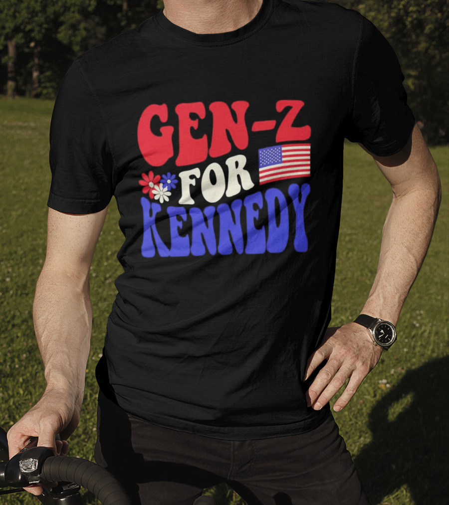 Gen-Z For Kennedy American Flag Retro Flowers T-Shirt