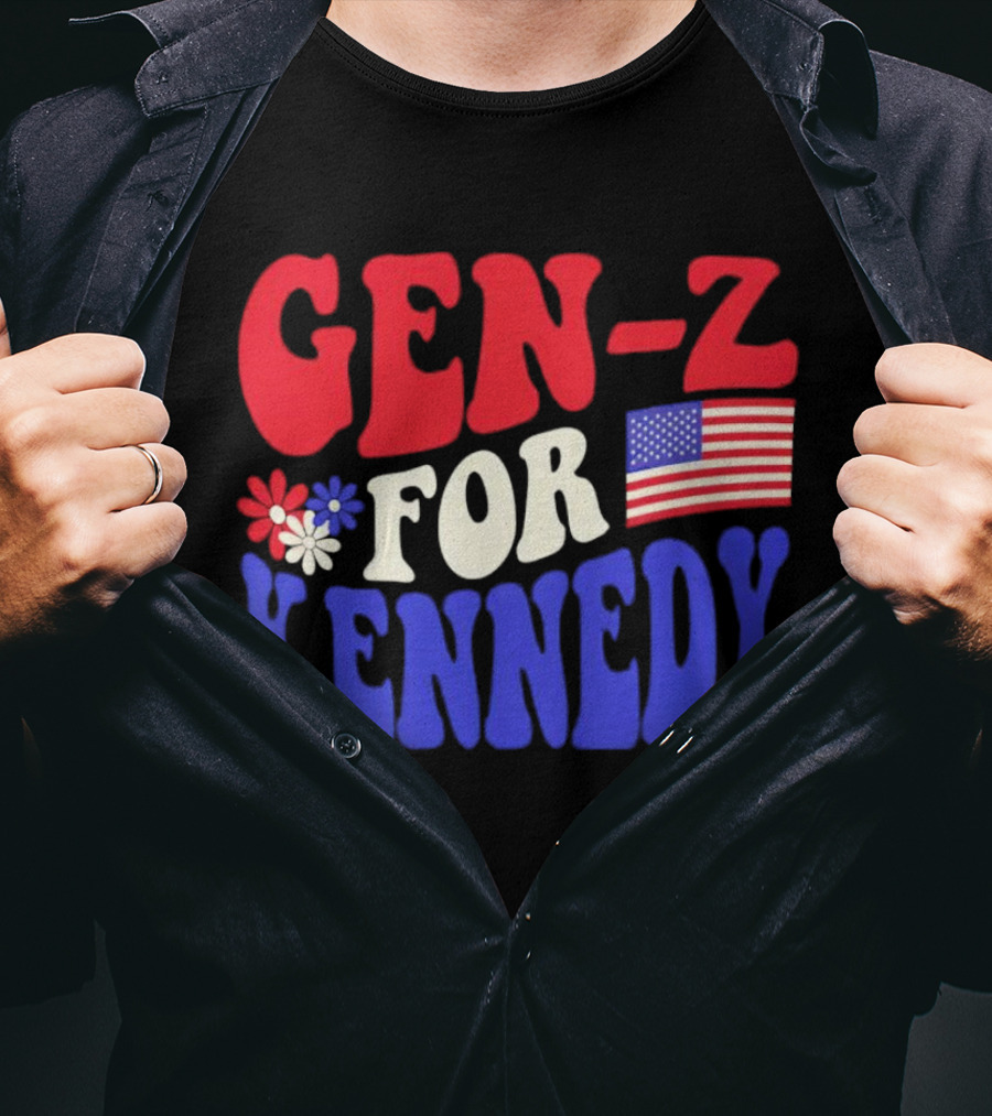 Gen-Z For Kennedy American Flag Retro Flowers T-Shirt