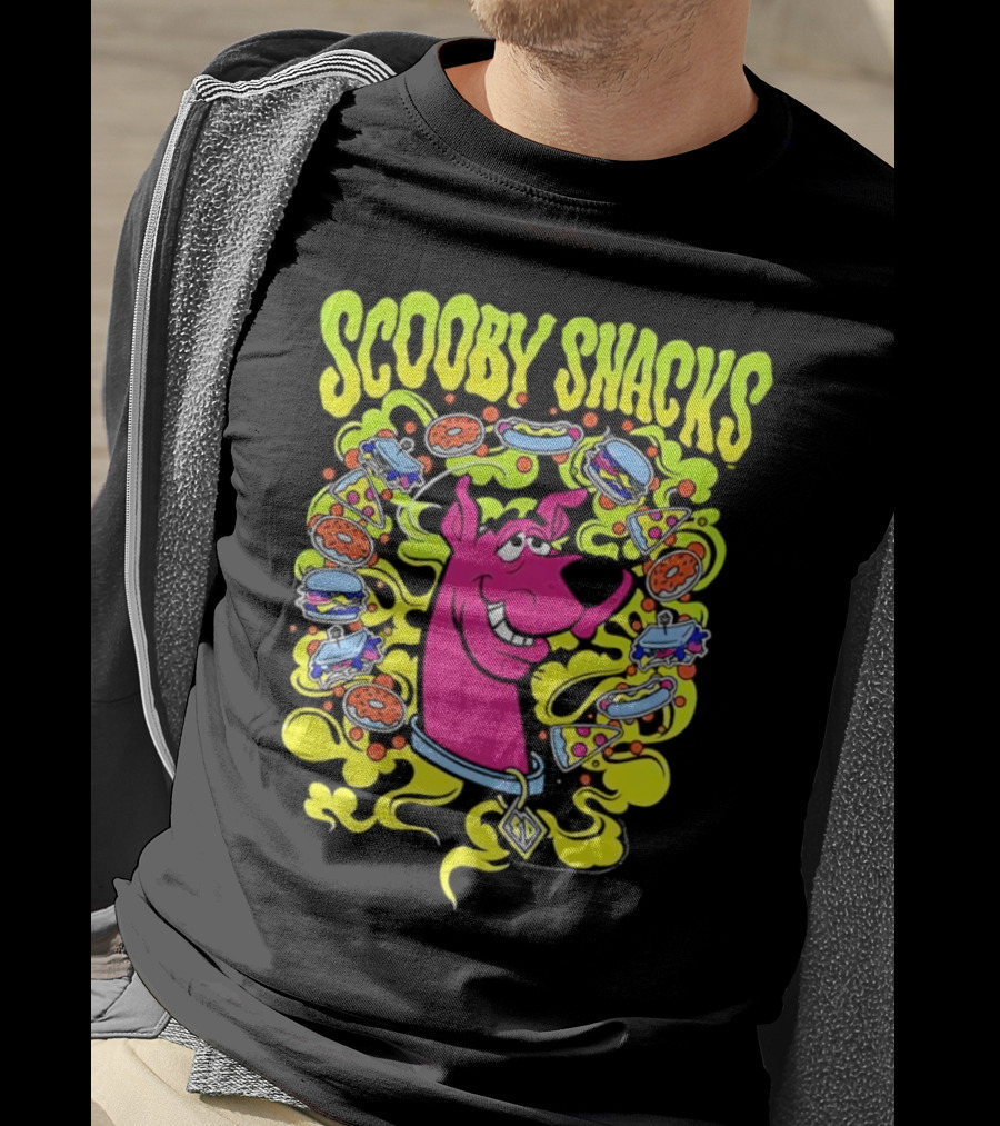 Scooby Snacks Scooby Doo Illustrated Neon Collage T-Shirt