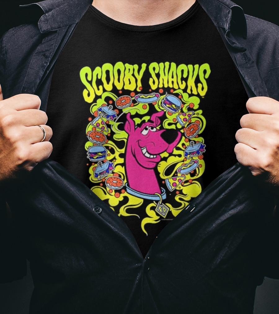 Scooby Snacks Scooby Doo Illustrated Neon Collage T-Shirt