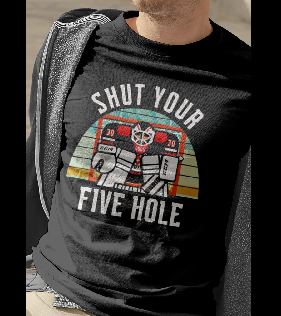 Shut Your Five Hole Vintage Hockey Goalie T-Shirt