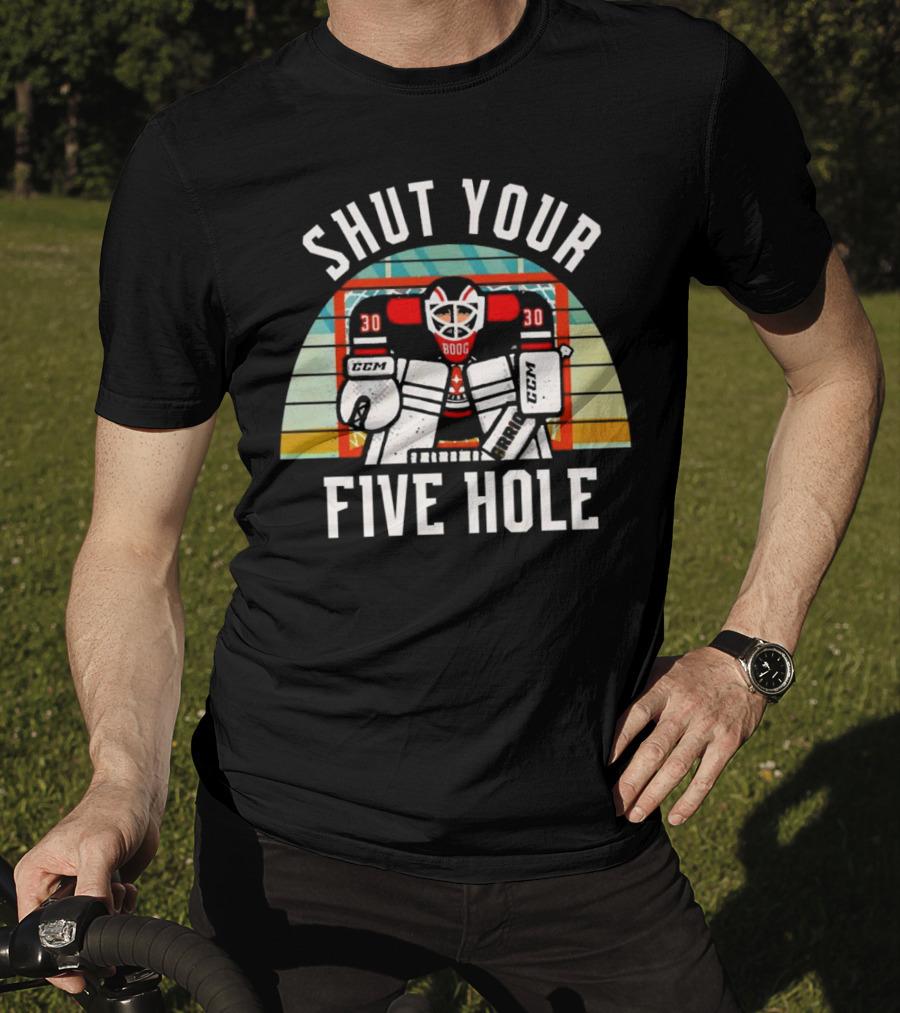 Shut Your Five Hole Vintage Hockey Goalie T-Shirt