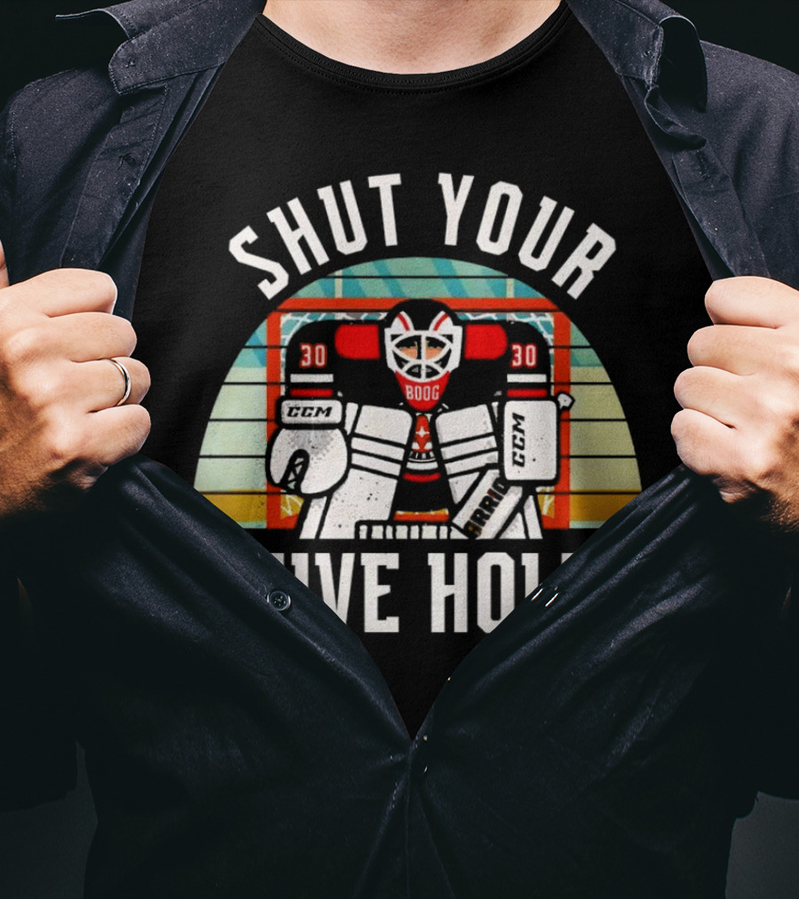 Shut Your Five Hole Vintage Hockey Goalie T-Shirt