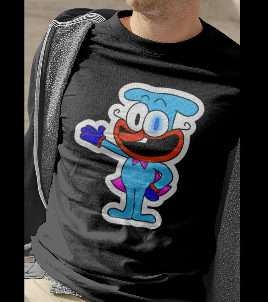 The Doise Cartoon Character With Blue Outfit And Red Accent Detailing T-Shirt