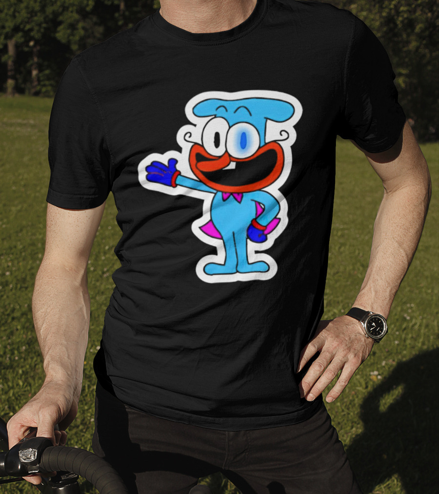 The Doise Cartoon Character With Blue Outfit And Red Accent Detailing T-Shirt