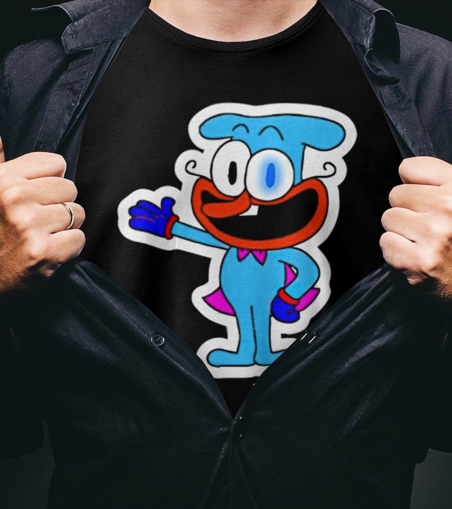 The Doise Cartoon Character With Blue Outfit And Red Accent Detailing T-Shirt