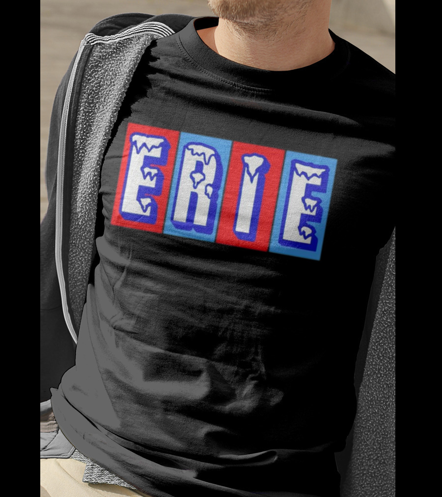 ERIE Ice Block Letters T-Shirt