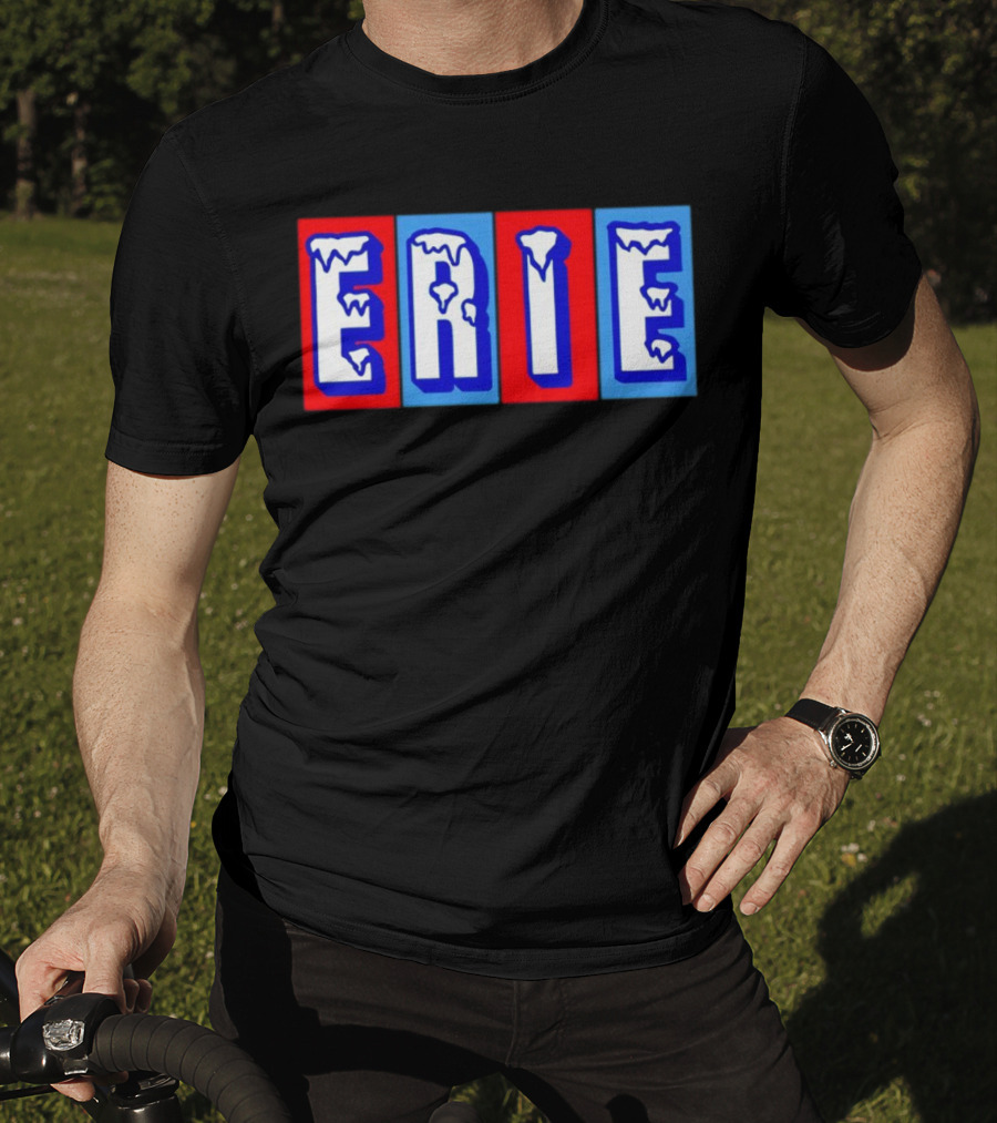 ERIE Ice Block Letters T-Shirt