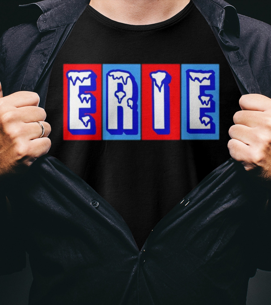 ERIE Ice Block Letters T-Shirt