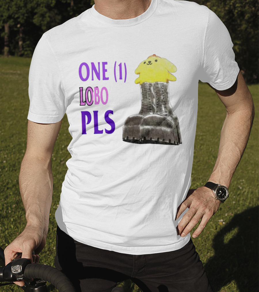 ONE LOBO PLS Yellow Character Black Boots T-Shirt