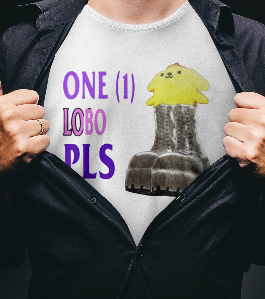 ONE LOBO PLS Yellow Character Black Boots T-Shirt