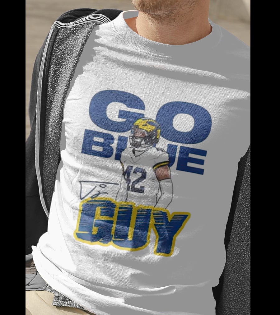 Go Blue Tj Guy 42 Football Player T-Shirt