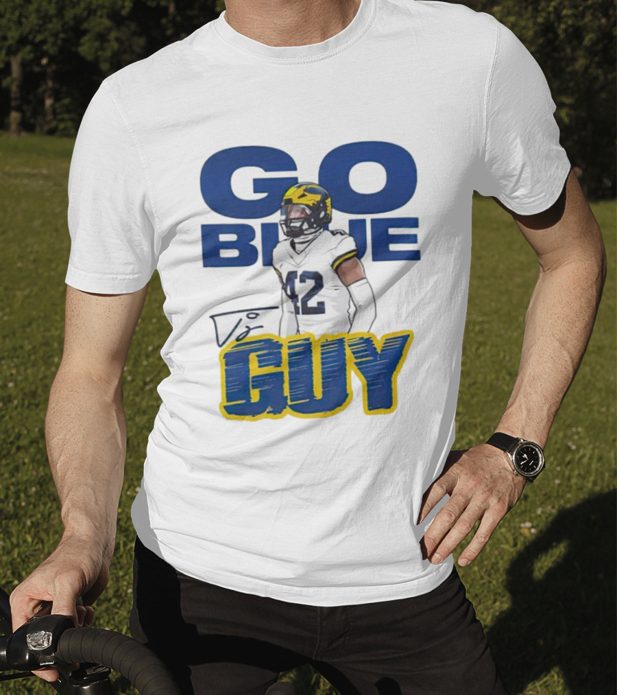 Go Blue Tj Guy 42 Football Player T-Shirt
