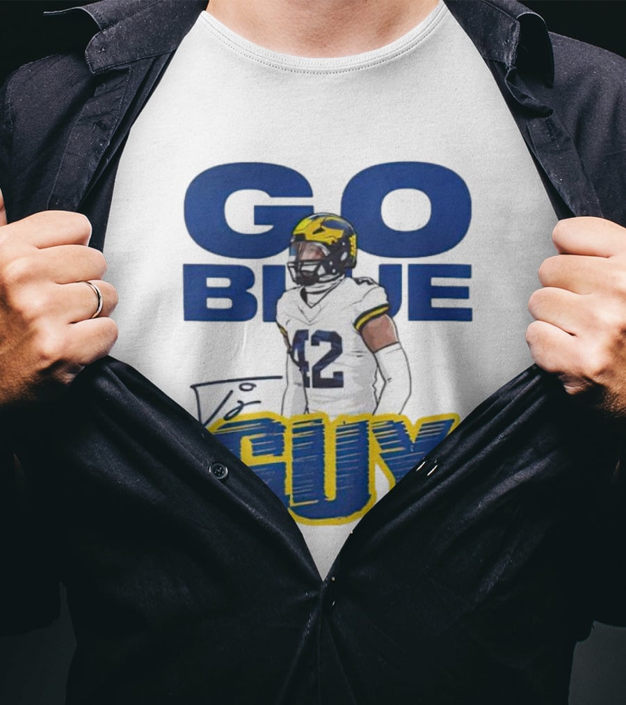 Go Blue Tj Guy 42 Football Player T-Shirt