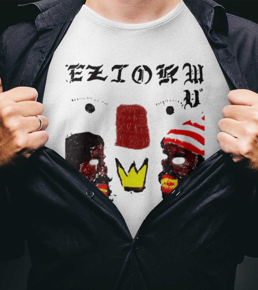 Eziokwu Mixtape Album Crowned Faces With Red Beanie And Glowing Accents T-Shirt