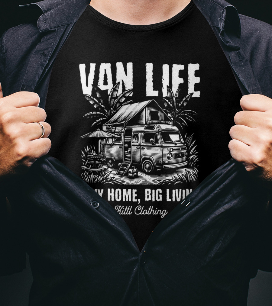 Van Life Tiny Home Big Living Kittl Clothing Vintage T-Shirt