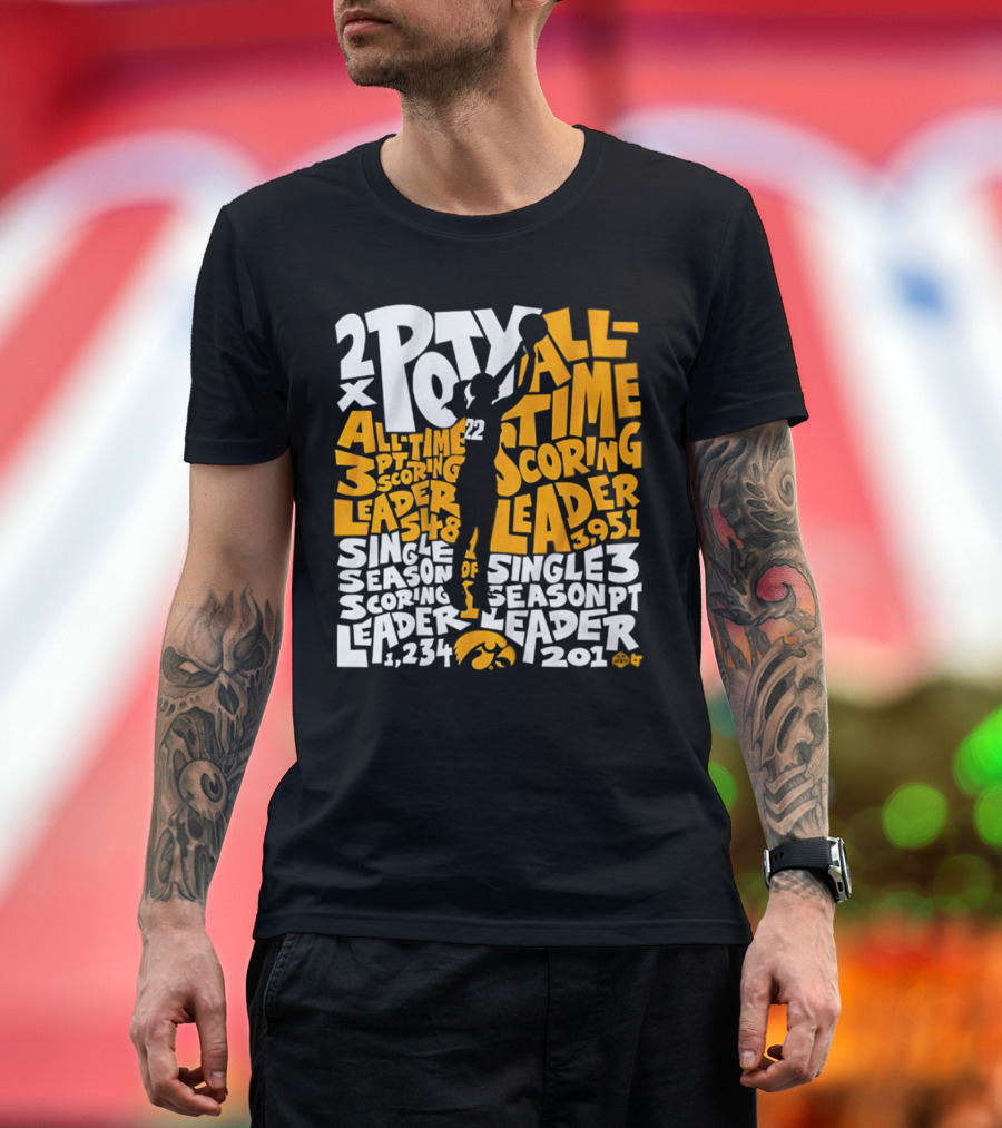 2X POTY Iowa All Time Scoring Leader 3951 Single Season Scoring Leader 1234 T-Shirt