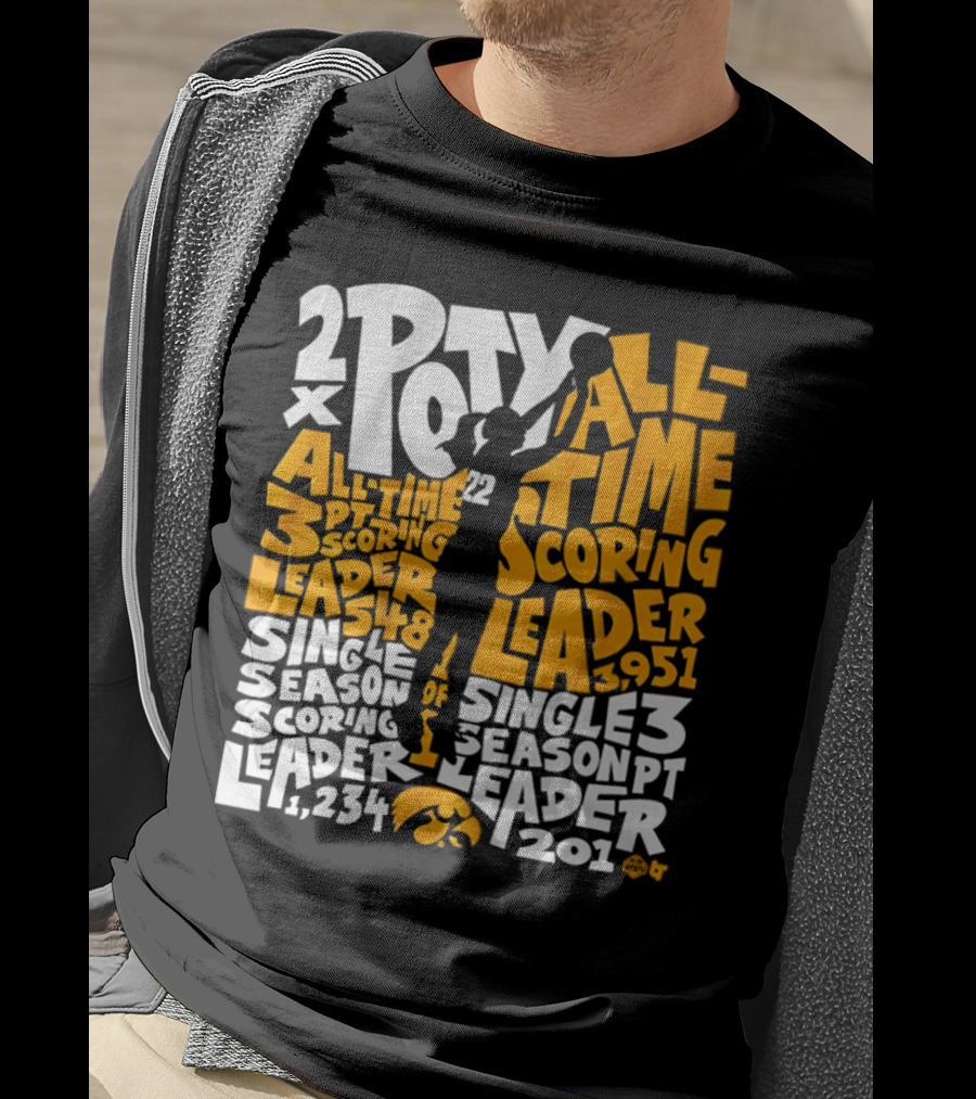 2X POTY Iowa All Time Scoring Leader 3951 Single Season Scoring Leader 1234 T-Shirt