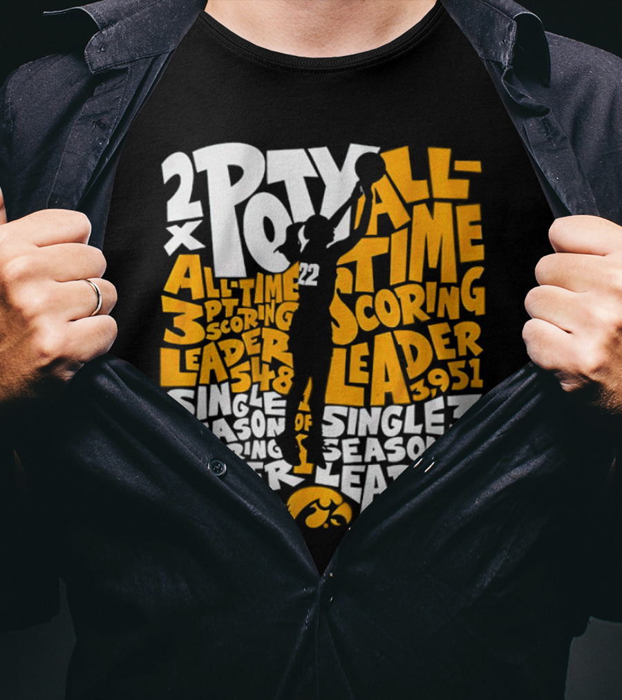 2X POTY Iowa All Time Scoring Leader 3951 Single Season Scoring Leader 1234 T-Shirt