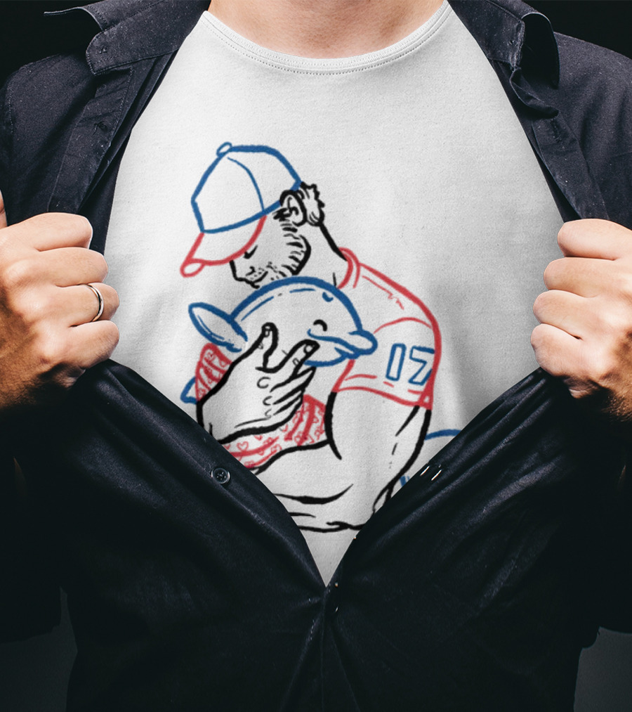 Dolphin I Love You Dad 17 Baseball Player Hugging Child's Plush Toy T-Shirt