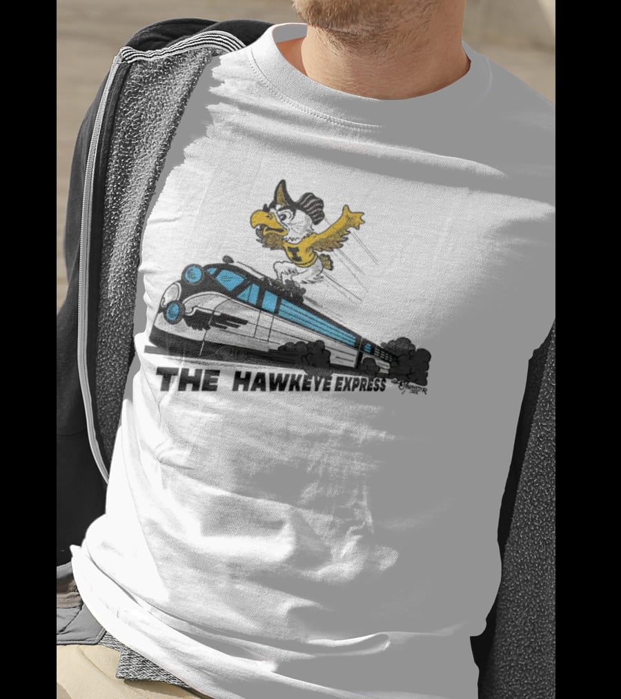 Iowa Hawkeyes The Hawkeye Express Train With Flying Mascot T-Shirt